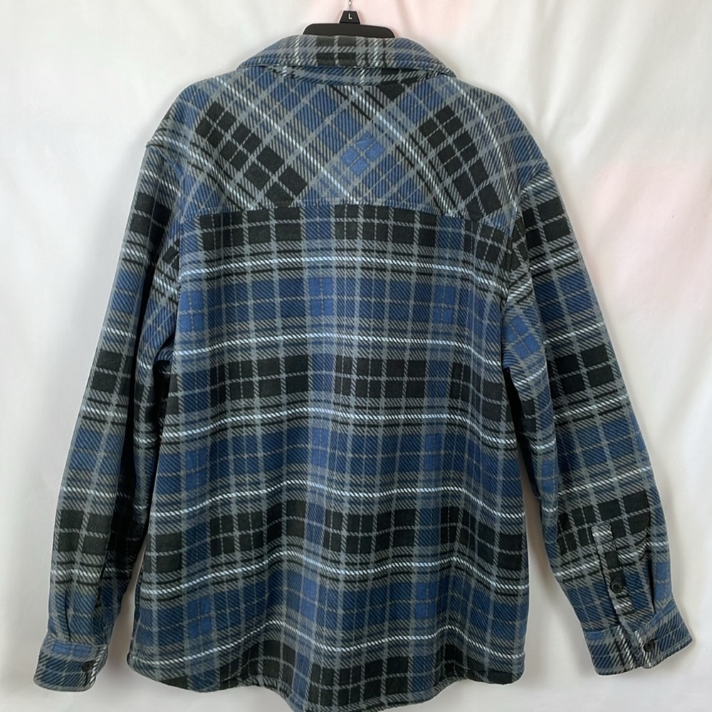 Freedom Foundry Blue and Gray Plaid Super Plush Men's Shirt Jacket - Size XXL - Picture 6 of 15
